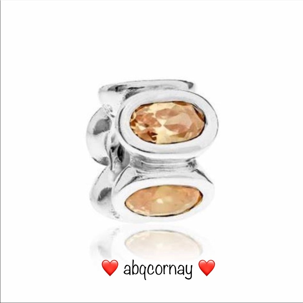 Pandora 790311CCZ Sterling Silver Champagne Zirconia Oval Lights EUC RARE Charm